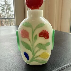 Antique Chinese 5-Color Glass Overlay Snuff Bottle